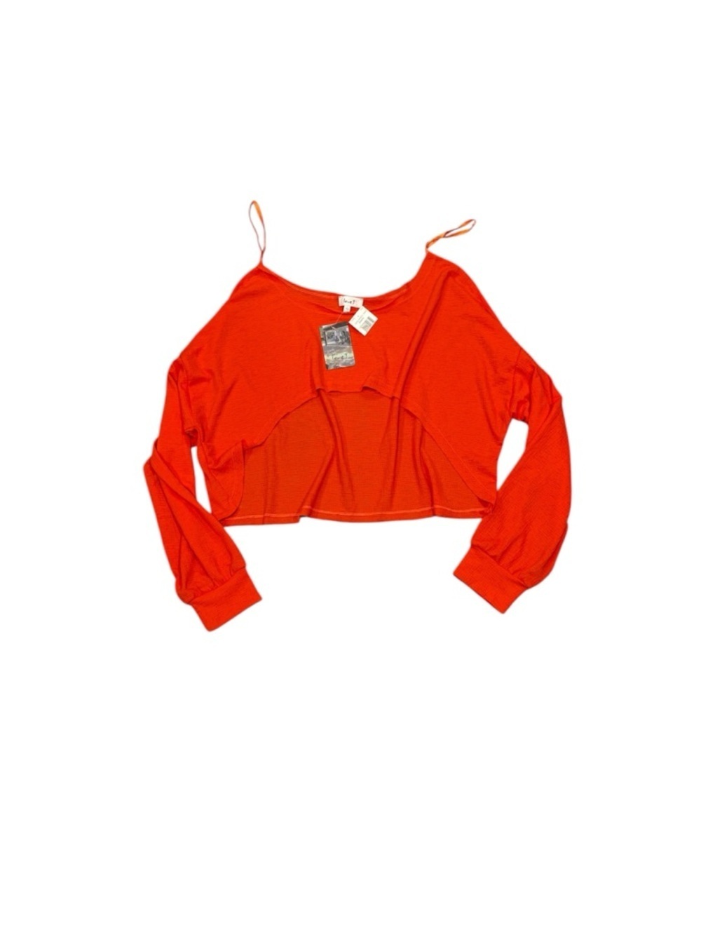 307. Love J Women's Orange Cropped Long-Sleeve Tank Top